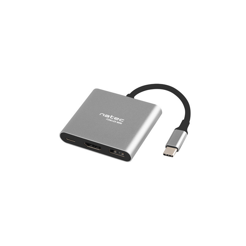 Natec Multi-Port Adapter, Fowler, USB-C, HDMI, USB 3.0 | Natec | USB-C Multiport Adapter | NMP-1607 | Grey | USB Type-C | 0.11 m