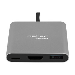 Natec Multi-Port Adapter, Fowler, USB-C, HDMI, USB 3.0 | Natec | USB-C Multiport Adapter | NMP-1607 | Grey | USB Type-C | 0.11 m