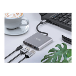 Natec Multi-Port Adapter, Fowler, USB-C, HDMI, USB 3.0 | Natec | USB-C Multiport Adapter | NMP-1607 | Grey | USB Type-C | 0.11 m