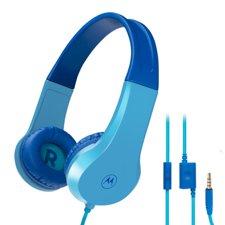Motorola | Kids Wired Headphones | Moto JR200 | Over-Ear | Built-in microphone | 3.5 mm plug | Blue